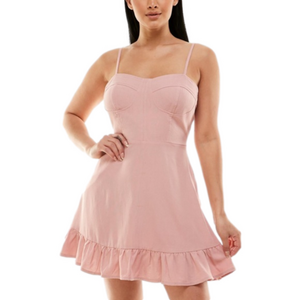 Speechless Juniors Size XS Dusty Blush Linen Bustier Ruffle Romantics Mini Dress